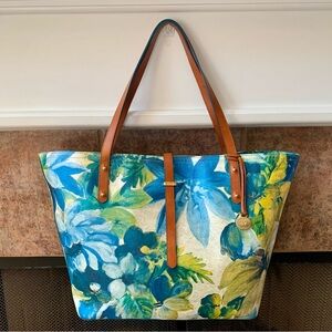 Brahmin All Day Tote Blue Fiji Floral EUC